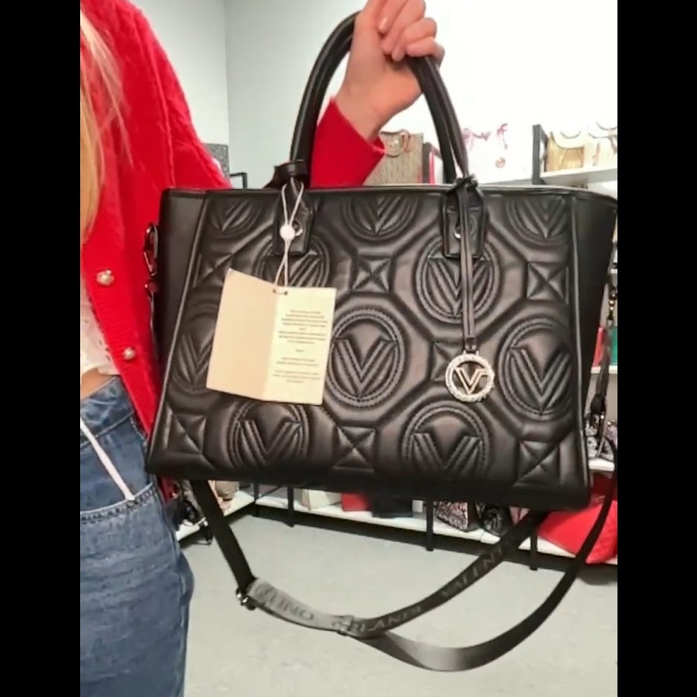 Valentino Orlandi Black Quilted Tote